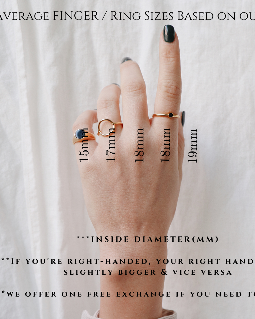 'Mona' Ring with Small Black Stone