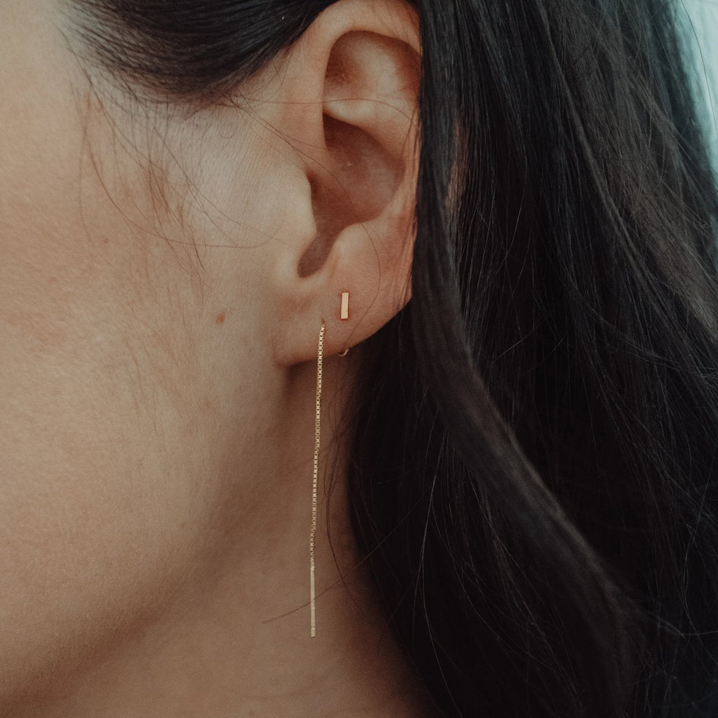 Mia Threads with Stud Earring | Sterling Silver, Gold-plated or Rose-plated. - Lines & Current