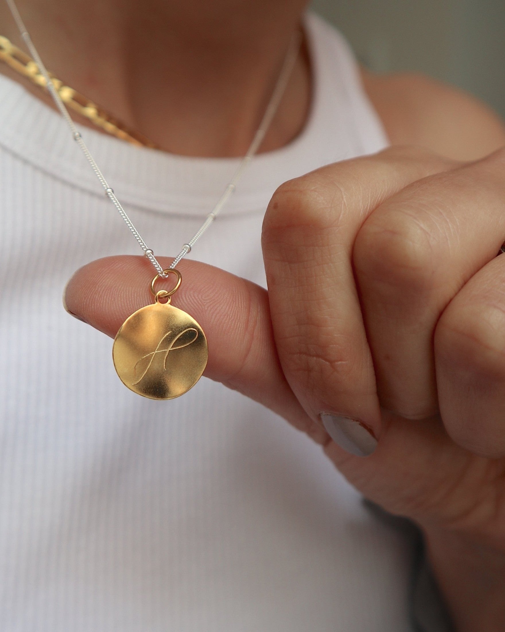 Mixed 'Dreamer' Pendant Engraved Necklace