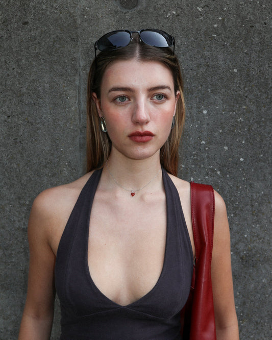 'Andie' Tiny Heart Charm Necklace - Lines & Current