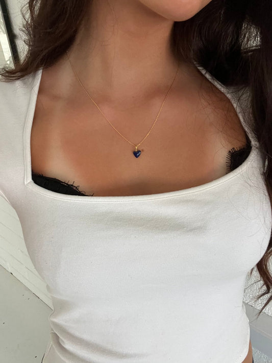 'Andie' Tiny Heart Charm Necklace - Lines & Current