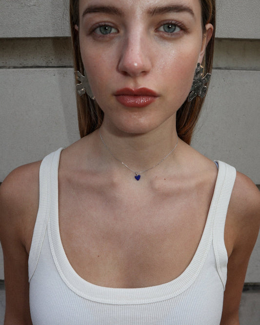 'Andie' Tiny Heart Charm Necklace - Lines & Current