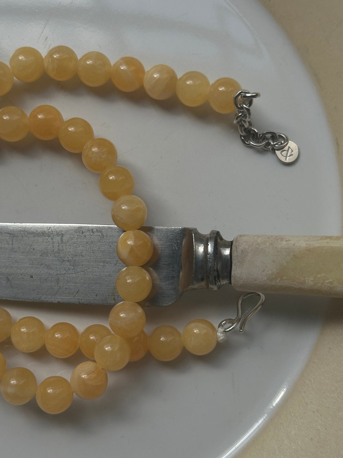 'Brie' Butter Bead Necklace - Lines & Current