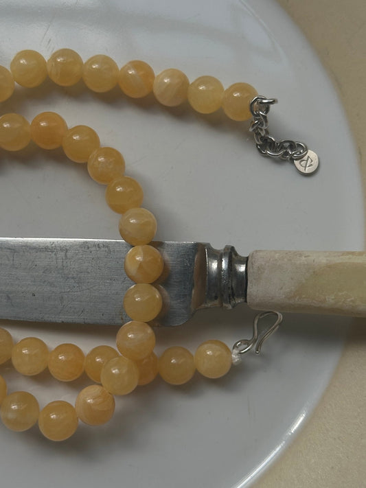 'Brie' Butter Bead Necklace - Lines & Current