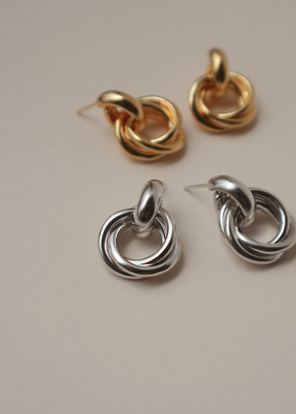 'Eliason' Interlocked Knot Earrings - Lines & Current