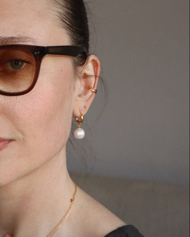 'Eloise' Pearl Huggie Earrings - Lines & Current