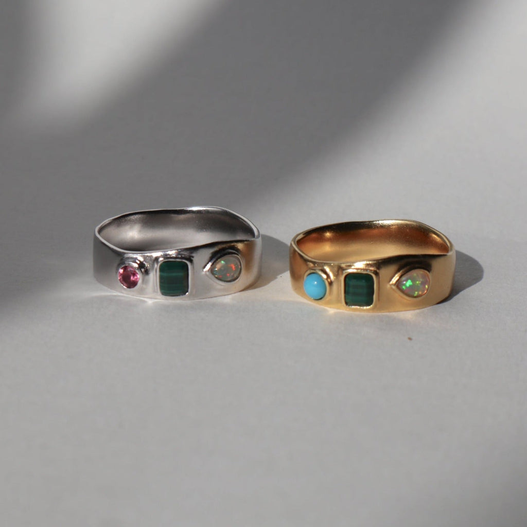 'Fia' Spirited Gemstone Ring - Lines & Current