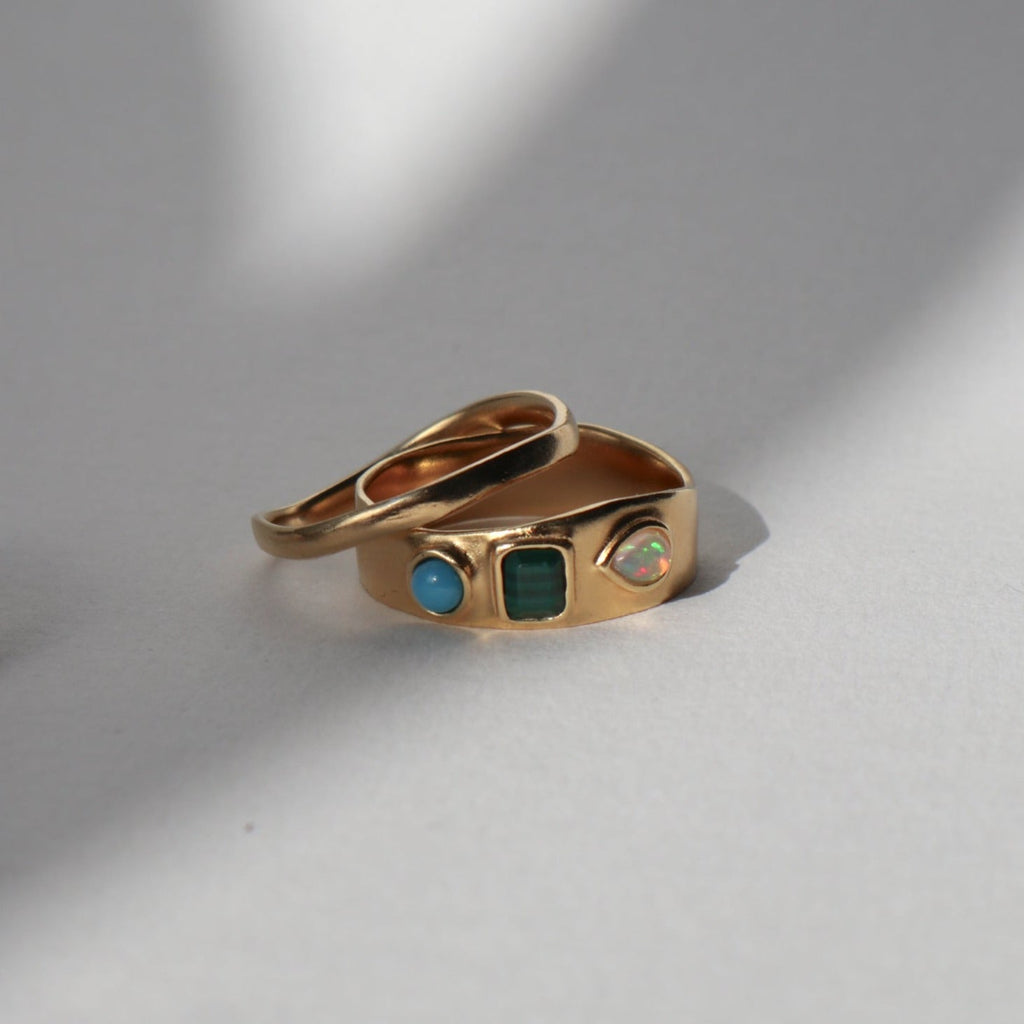 'Fia' Spirited Gemstone Ring - Lines & Current