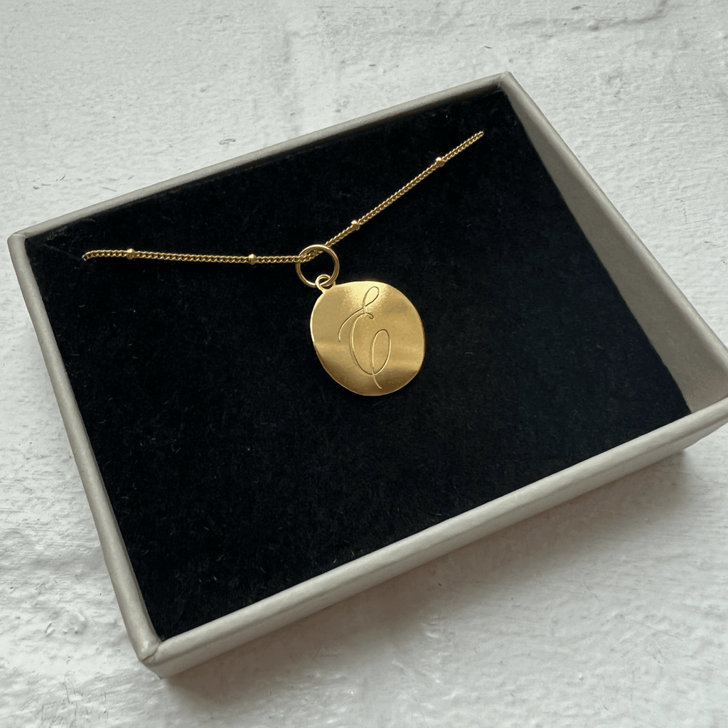 Golden 'Dreamer' Pendant Engraved Necklace - Lines & Current