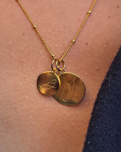 Golden 'Dreamer' Pendant Engraved Necklace - LINES AND CURRENT
