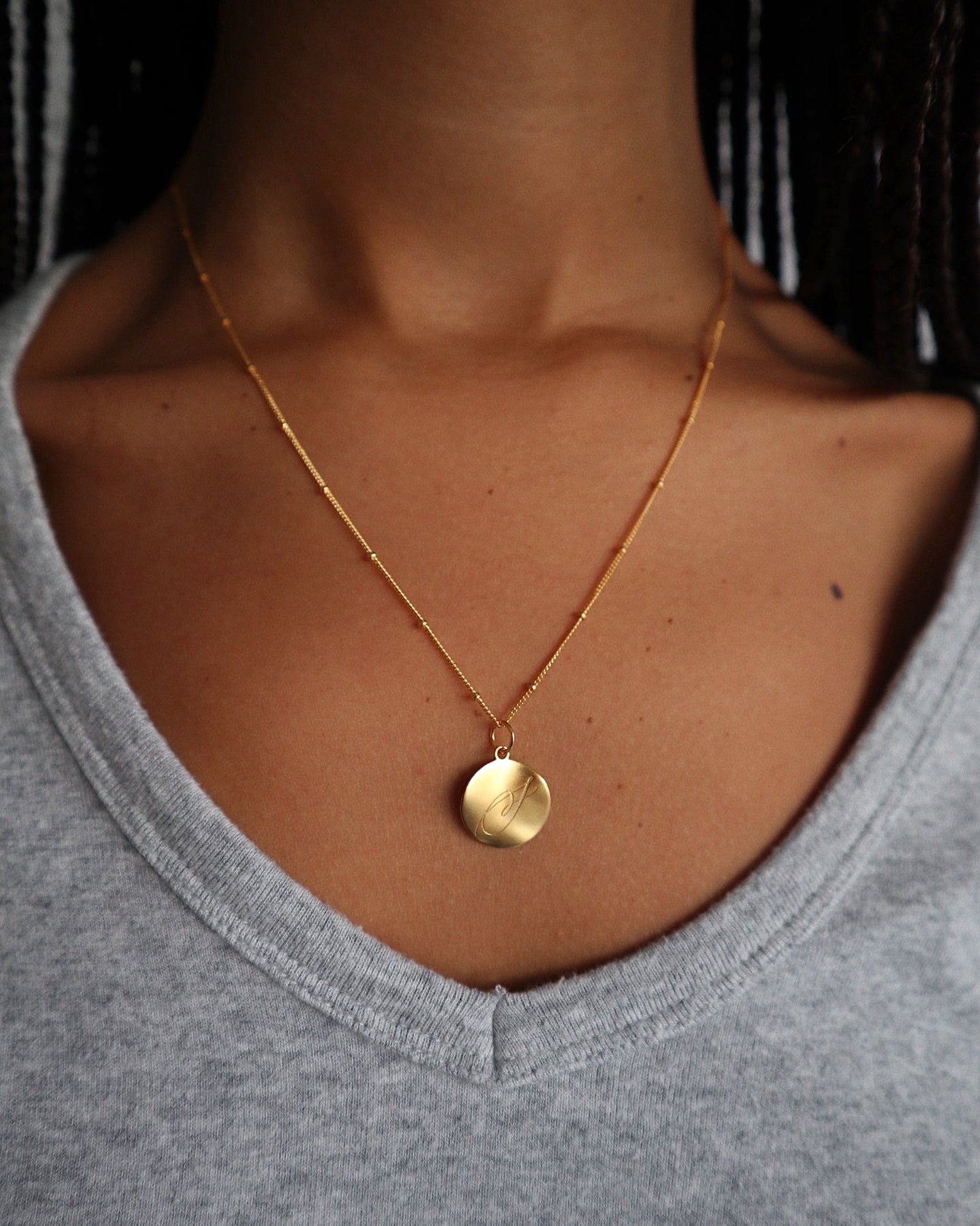 Golden 'Dreamer' Pendant Engraved Necklace - LINES AND CURRENT