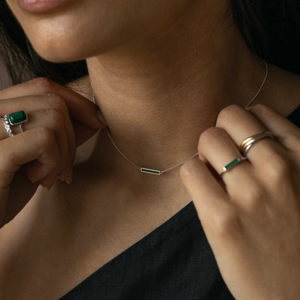 'Green Alchemy' Bar Necklace - Lines & Current