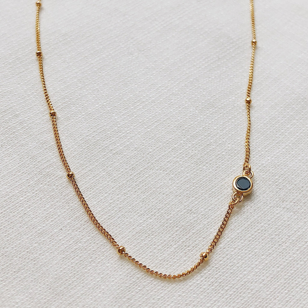 The Mona Choker Necklace Onyx Stone | Sterling Silver or 18K Gold-Plated - Lines & Current