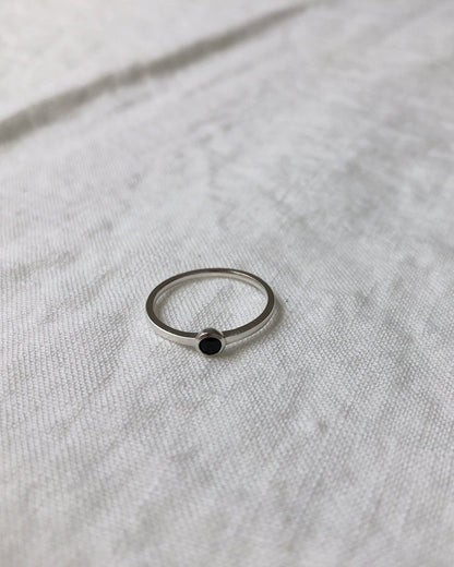 'Mona' Ring with Small Black Stone