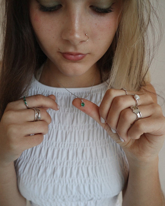 'Kate' Green Oval Necklace