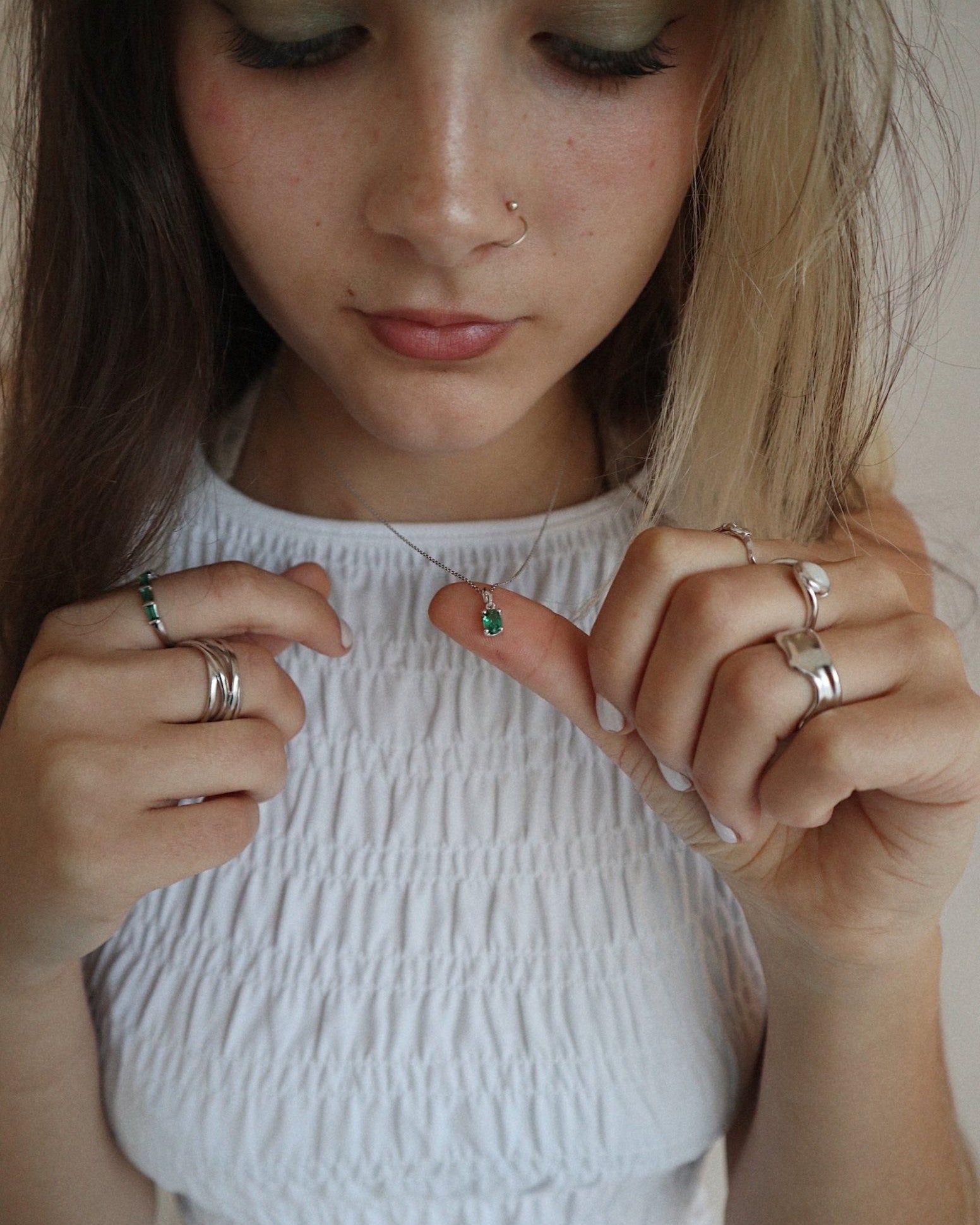 'Kate' Green Oval Necklace