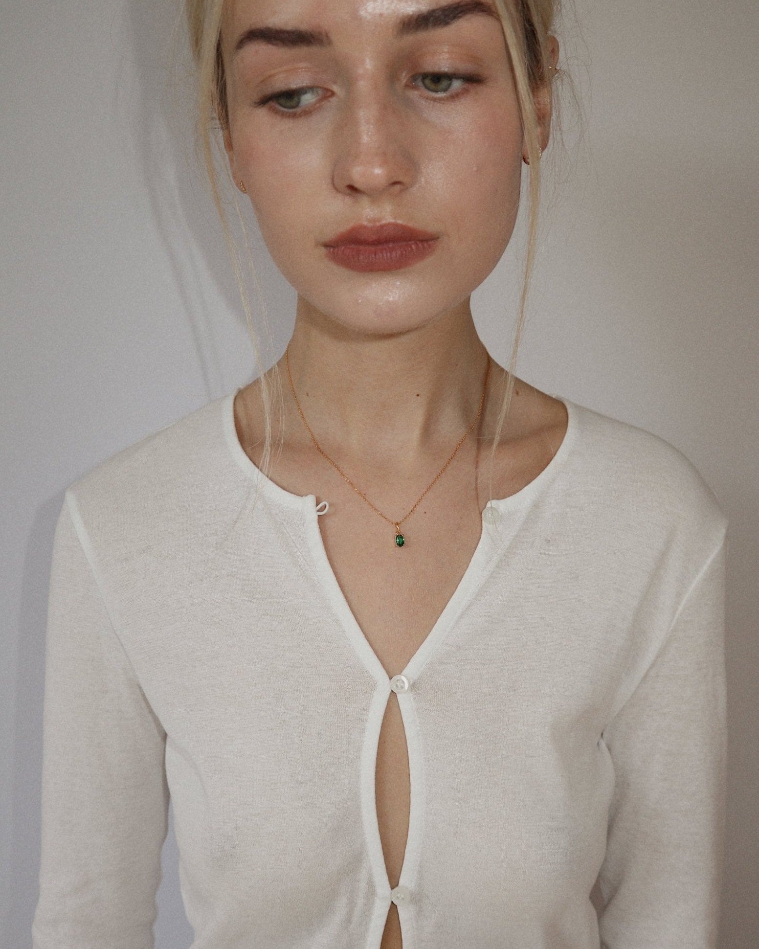 'Kate' Green Oval Necklace