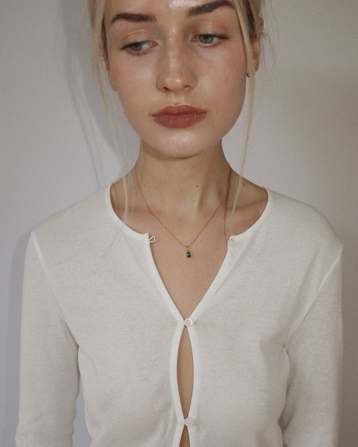 'Kate' Green Oval Necklace