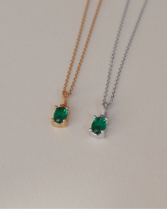 'Kate' Green Oval Necklace