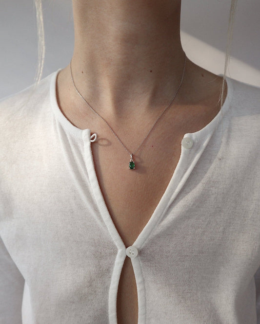 'Kate' Green Oval Necklace