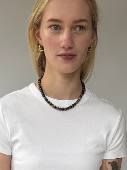 'Le Monde' Tiger's Eye Beaded Necklace - LINES AND CURRENT