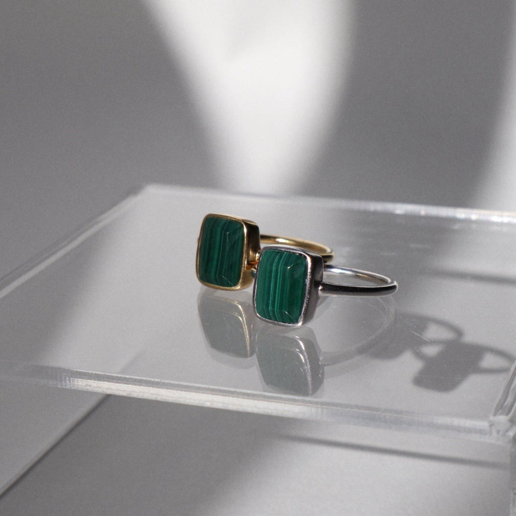 'Monroe' Green Malachite Ring - Lines & Current