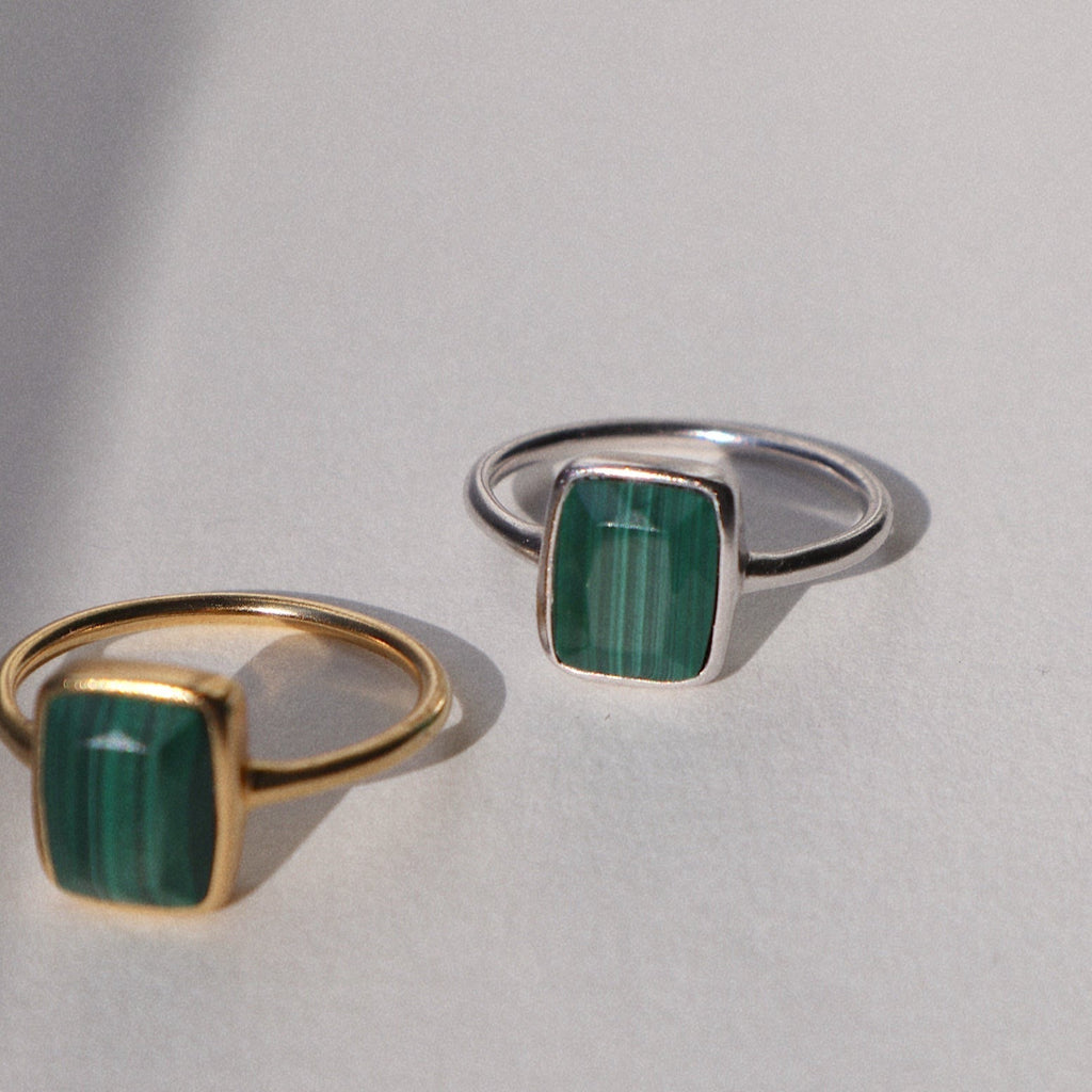 'Monroe' Green Malachite Ring - Lines & Current