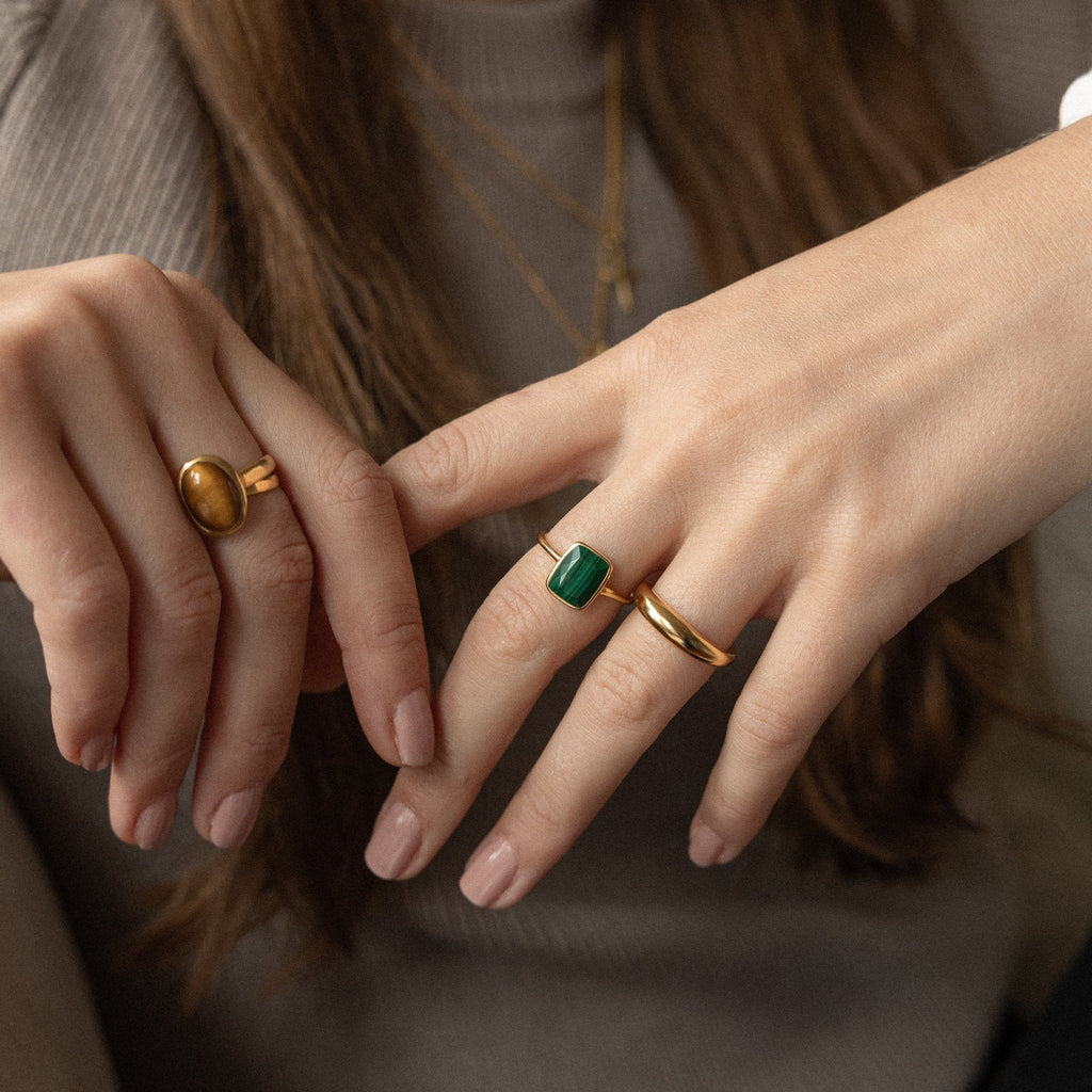 'Monroe' Green Malachite Ring - Lines & Current