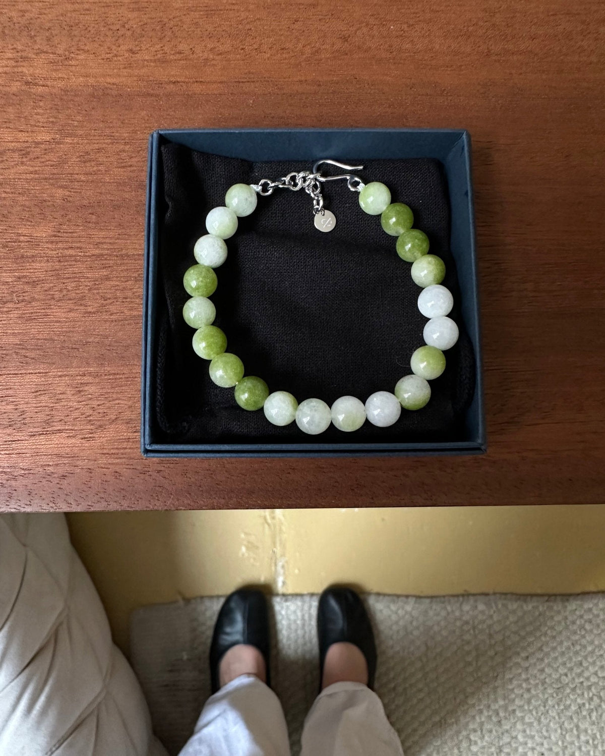 'Pistachio' Green Bead Bracelet - LINES AND CURRENT