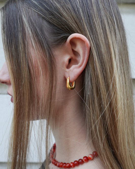 'Rumi' Chubby Hoop Earrings - Lines & Current
