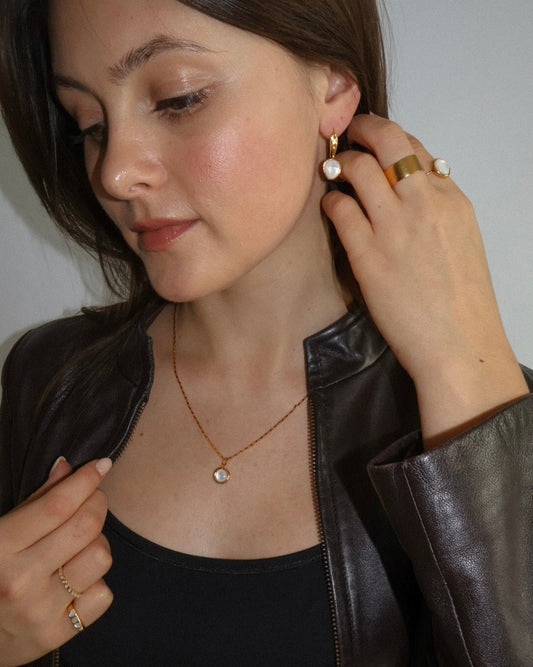 'Sigrid' Shell Drop Earrings - Lines & Current